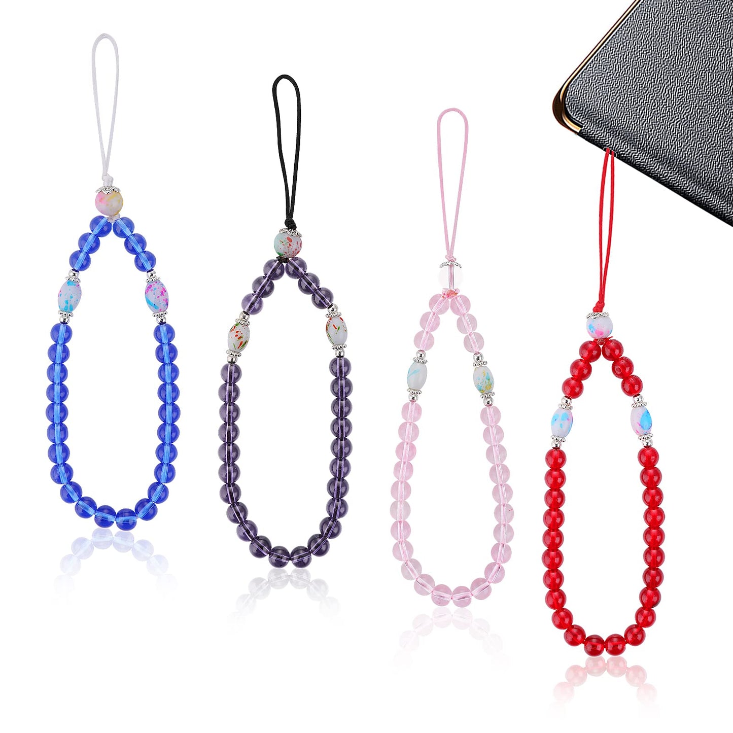 cobee Crystal Cell Phone Lanyard, 4 Pieces Phone Crystal Lanyard (Color A)