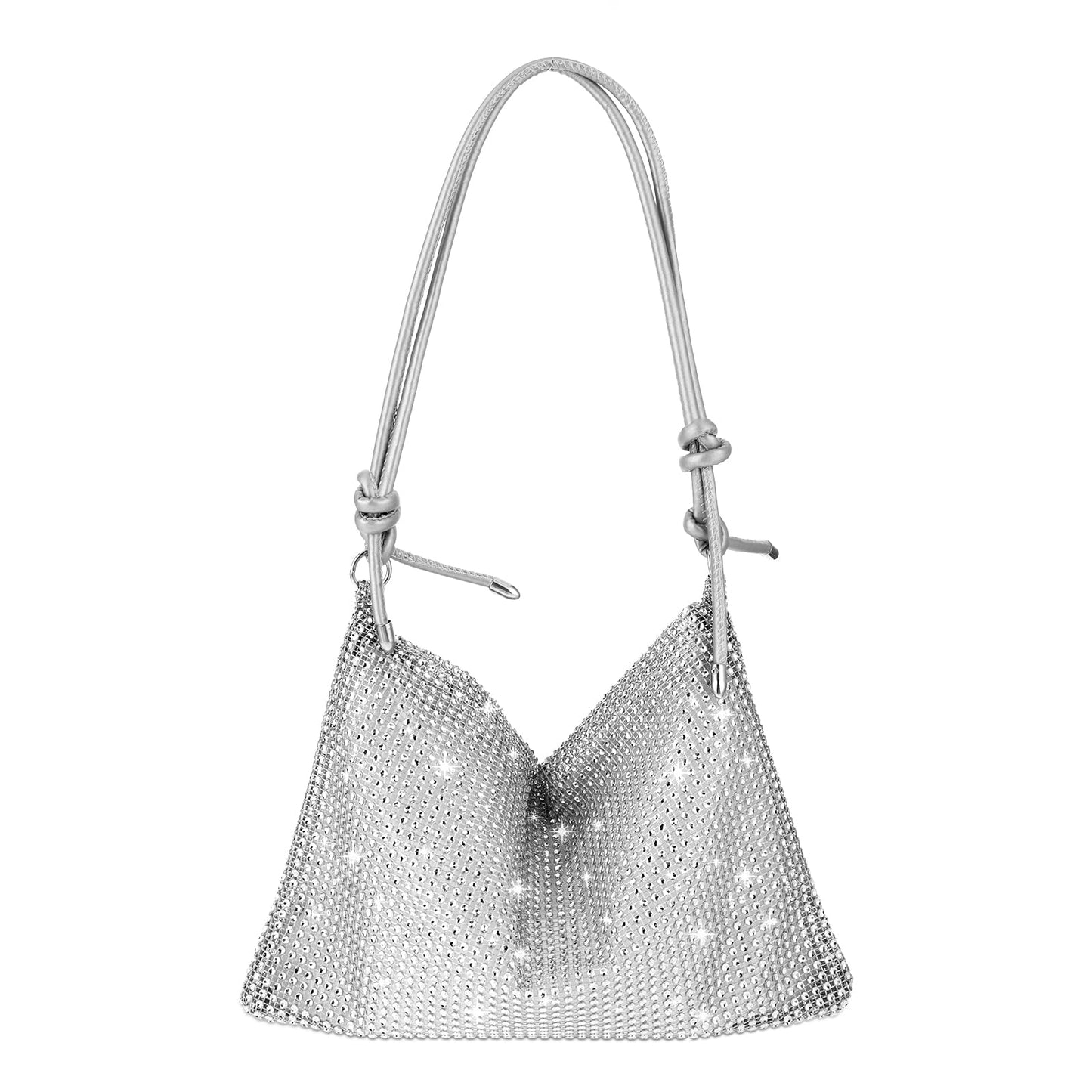 simarro Women's Bling Evening Handbag, Lady Girl Party Clutch Purse Shiny Rhinestone Evening Bags for Evening Prom Wedding Party Banquet(Silver)