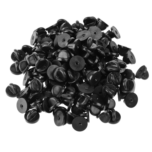 Jeffdad 150Pcs Black Rubber Pin Backs Locking, Pin Safety Backs Pin Keepers Silicone Pin Locks, for Brooch Tie Hat Badge Insignia