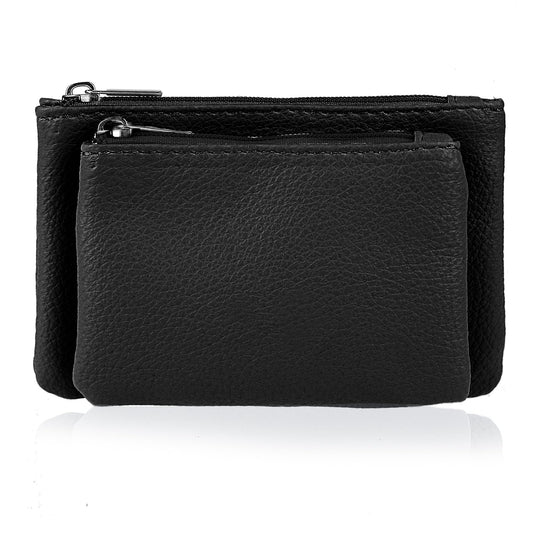 simarro Women's Coin Purse, 2 in-1 Detachable Zipper Coin Purse Portable Double Small Change Wallet for Women Coin Pocket Credit Card ID Key Headset Lipstick Storage Bag(Black)