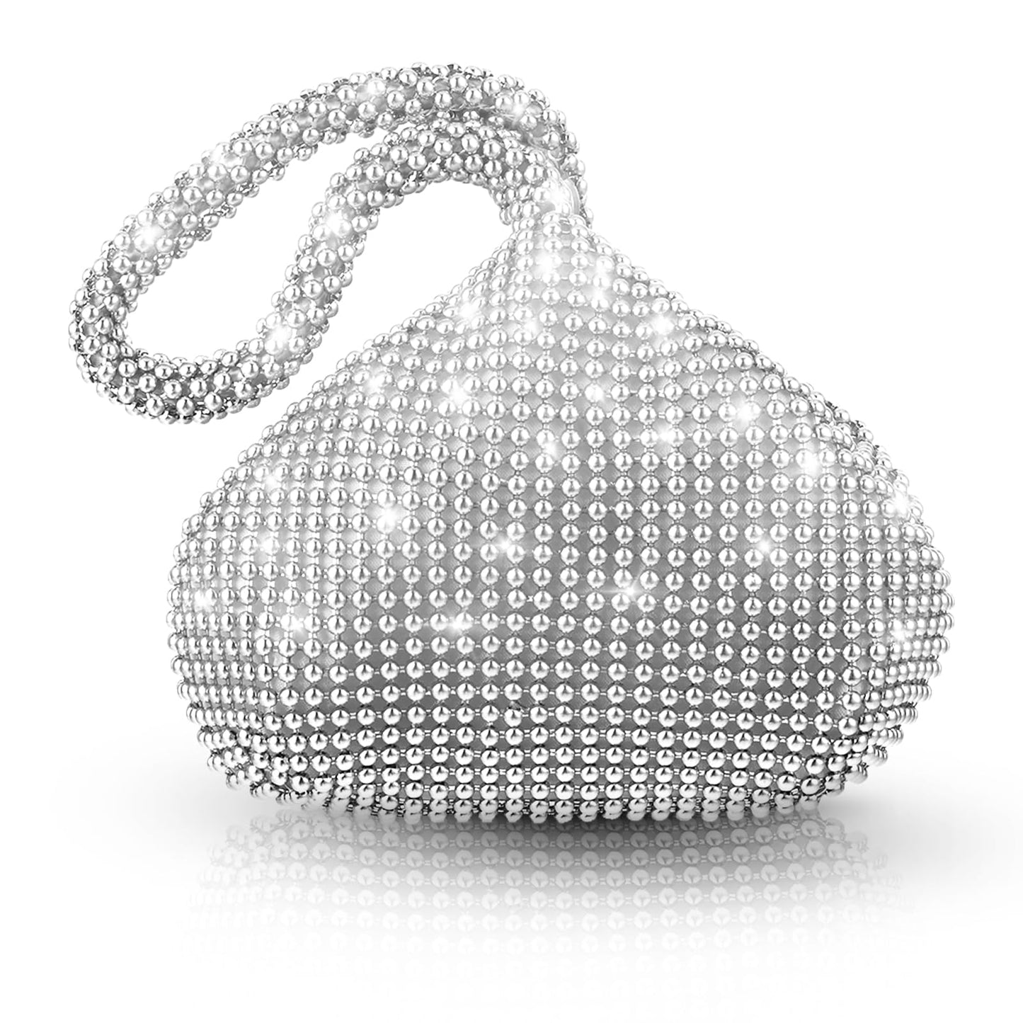 simarro Evening Bag Clutch Purses, Sparkly Rhinestone Evening Bag Ladies Party Handbag Coin Purse for Women Men Prom Wedding Party Banquet(Silver)