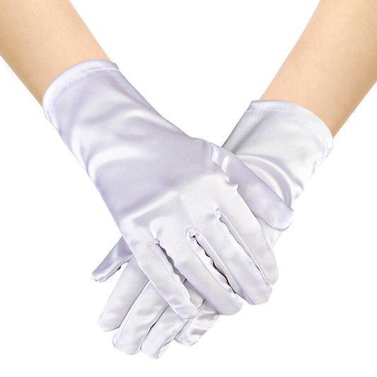 Giantree Womens Short Satin Gloves, Women's Gown Gloves Wedding Bridal Gloves Banquet Party Gloves for Opera Gloves Party Clothing Accessories (White)