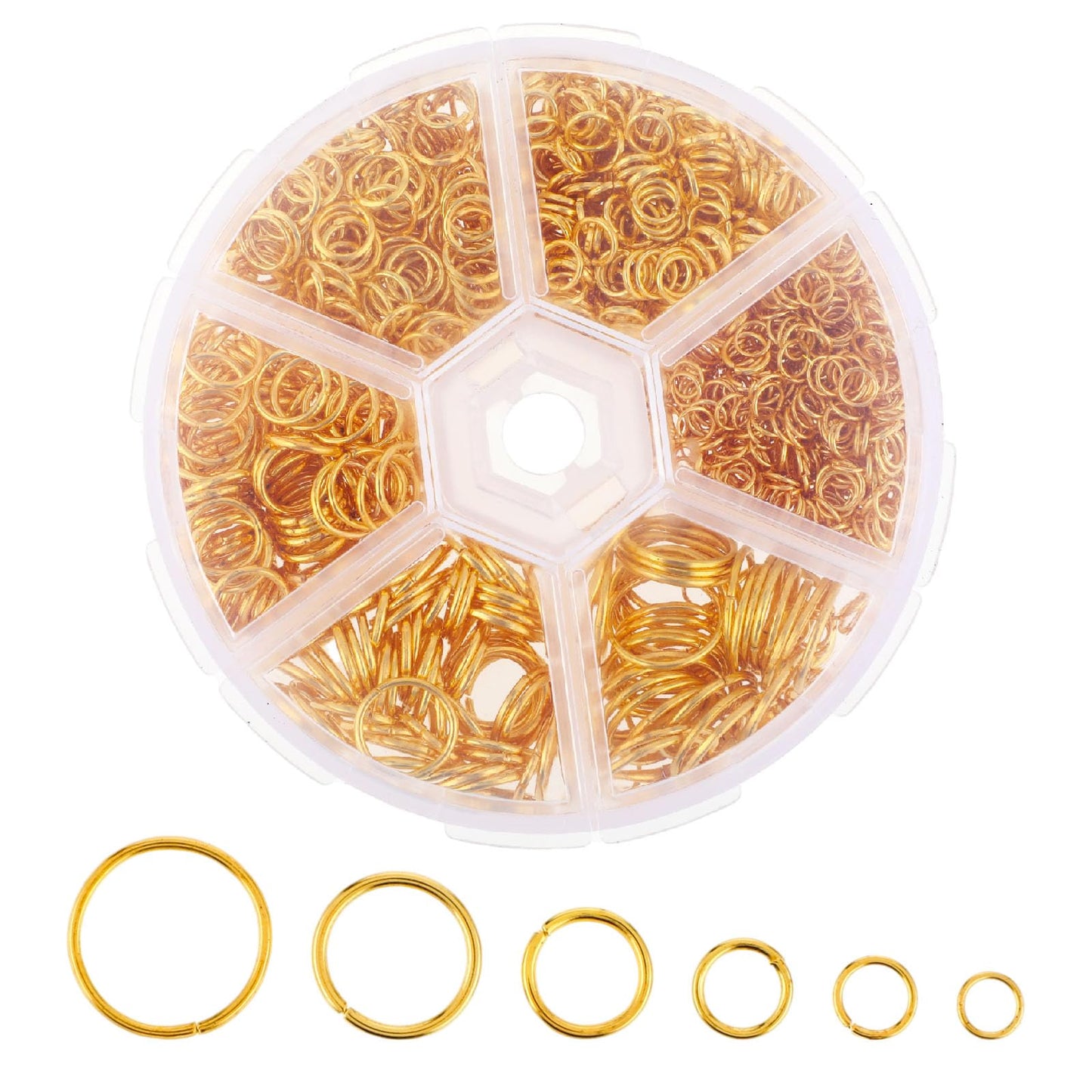 Giantree 1040Pcs Open Jump Rings Set, Metal O Ring Connectors with Round Box 6 Sizes DIY Necklaces Bracelet Pendant Jewelry Making Tools for Jewellery Repair()