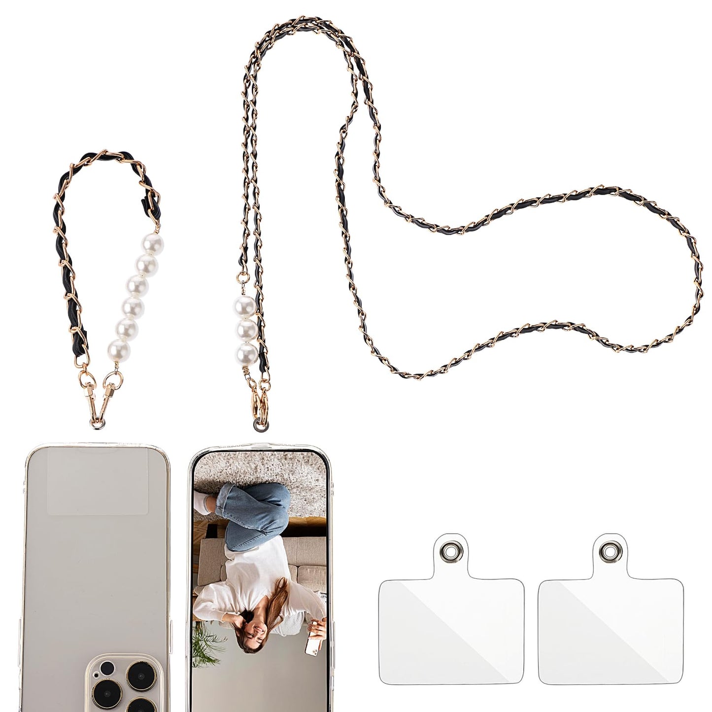 Molain 2Pcs Phone Lanyard, Detachable Cellphone Lanyard with 2 Tether Tab Crossbody Neck Strap Phone Charms for Most Phones Bag Purse