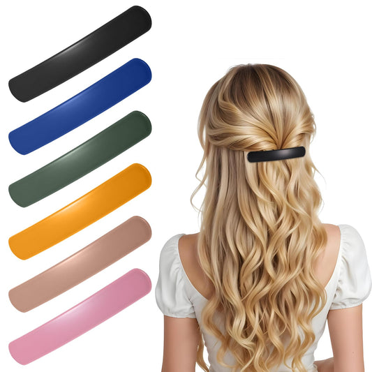 HJZHII 6PCS French Hair Clips, Stylish Hair Barrettes Automatic French Hairpins Clasp Clamp Flat Hair Pins Hair Accessories for Women Girl Fine Hair Thin Hair