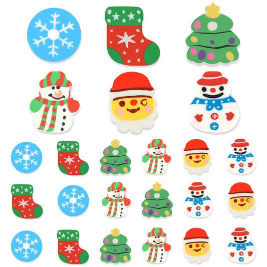Amaxiu Christmas Pencil Erasers for kids, 24 Pcs Cute Santa Erasers Funny Winter Holiday Erasers Bulk Snowflakes Desk Erasers Xmas Small Erasers for Gifts School Classroom Student 6 Styles