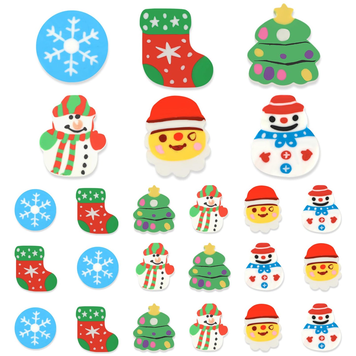 Amaxiu Christmas Pencil Erasers for kids, 24 Pcs Cute Santa Erasers Funny Winter Holiday Erasers Bulk Snowflakes Desk Erasers Xmas Small Erasers for Gifts School Classroom Student 6 Styles