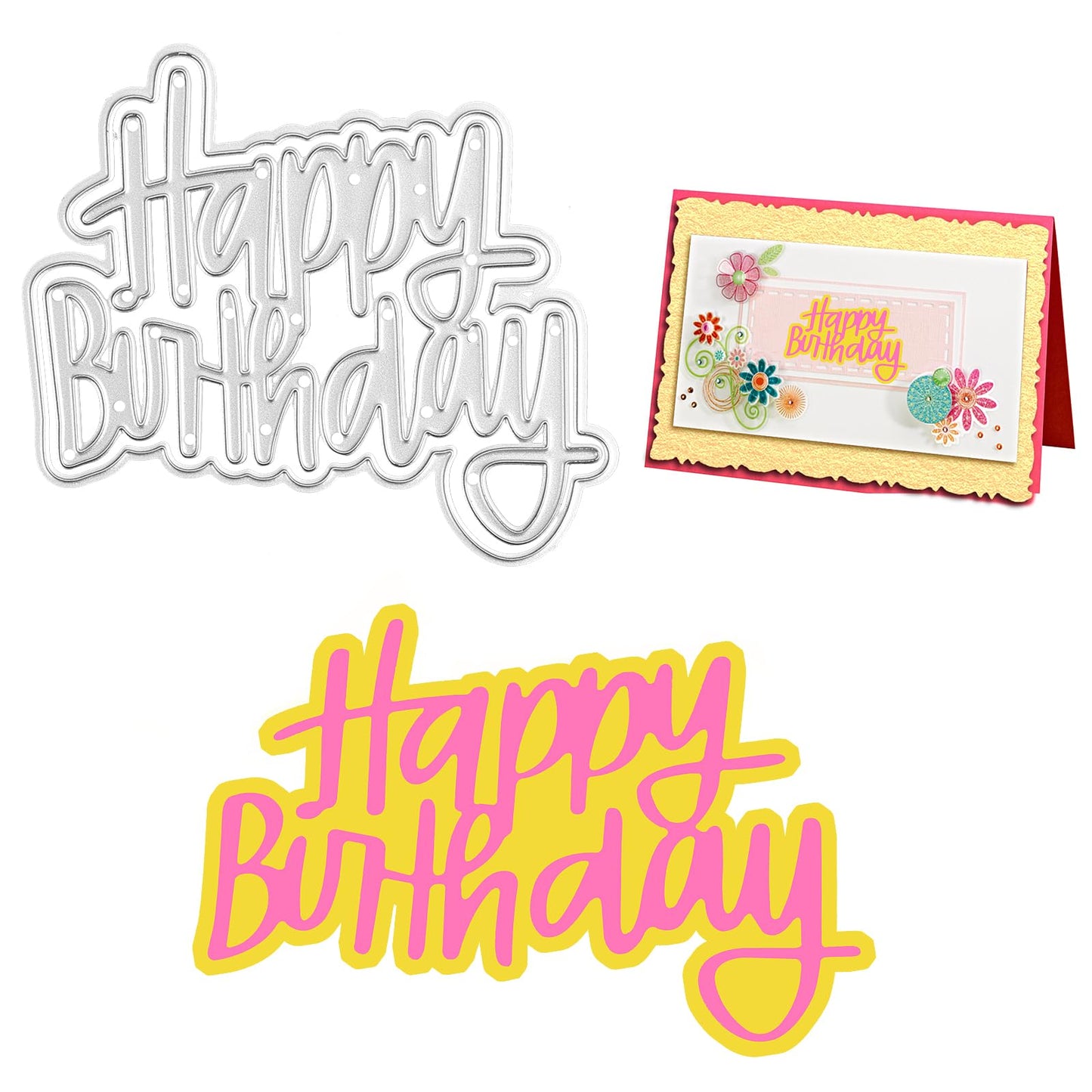 simarro Happy Birthday Die Cuts for Card Making Metal Cutting Dies Embossing Template for DIY Scrapbooking