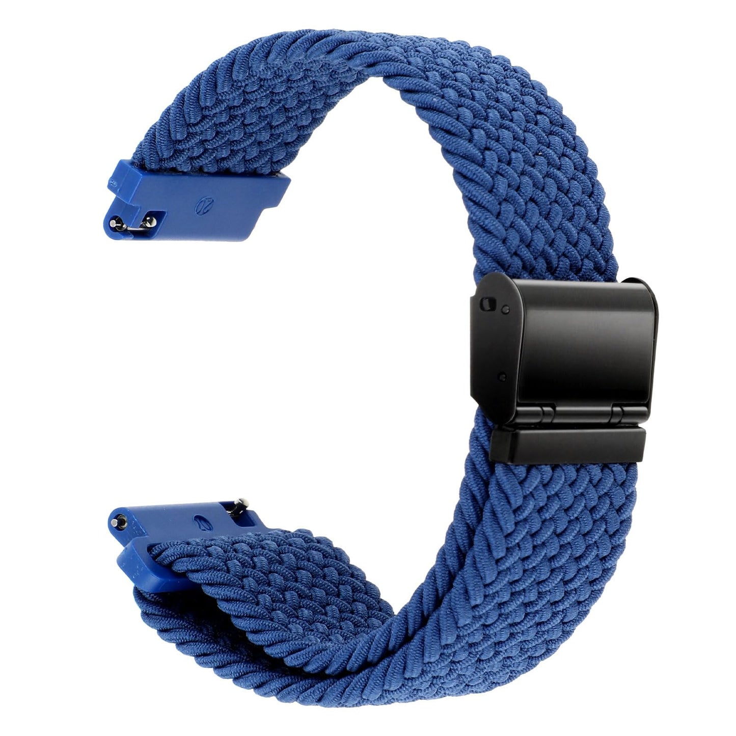Amabro Woven Nylon Watch Strap, Braided Elastic Watch Strap Adjustable Sport Wrist Watch Band with Black Stainless Steel Buckle Quick Release Watch Replacement Bracelet for Men Women(18mm, Blue)