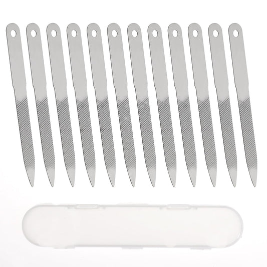 Bewudy 12 Pcs Metal Nail Files with Box, Stainless Steel Nail Files for Natural Nails, Double Sided Manicure Files for Polish Nail, Fingernail Toenail Nail Cleaner Tool(9 cm)