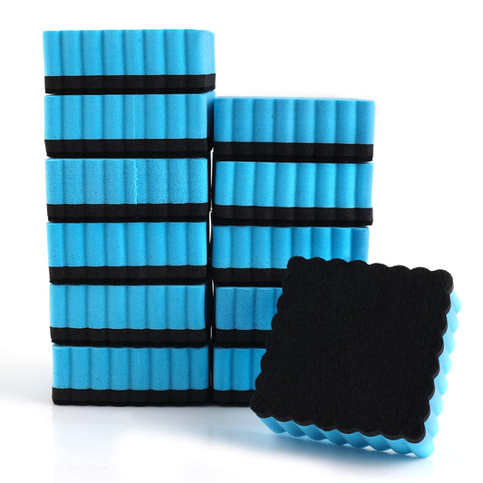 cobee 12 Pcs Magnetic Whiteboard Eraser with Thick Felt Pad, Mini Dry Eraser Wave Style Dry Erasers Dry Wipe Eraser for Cleaning Drywipe Boards Chalkboard Cleaner Board for School Home Offices(Blue)