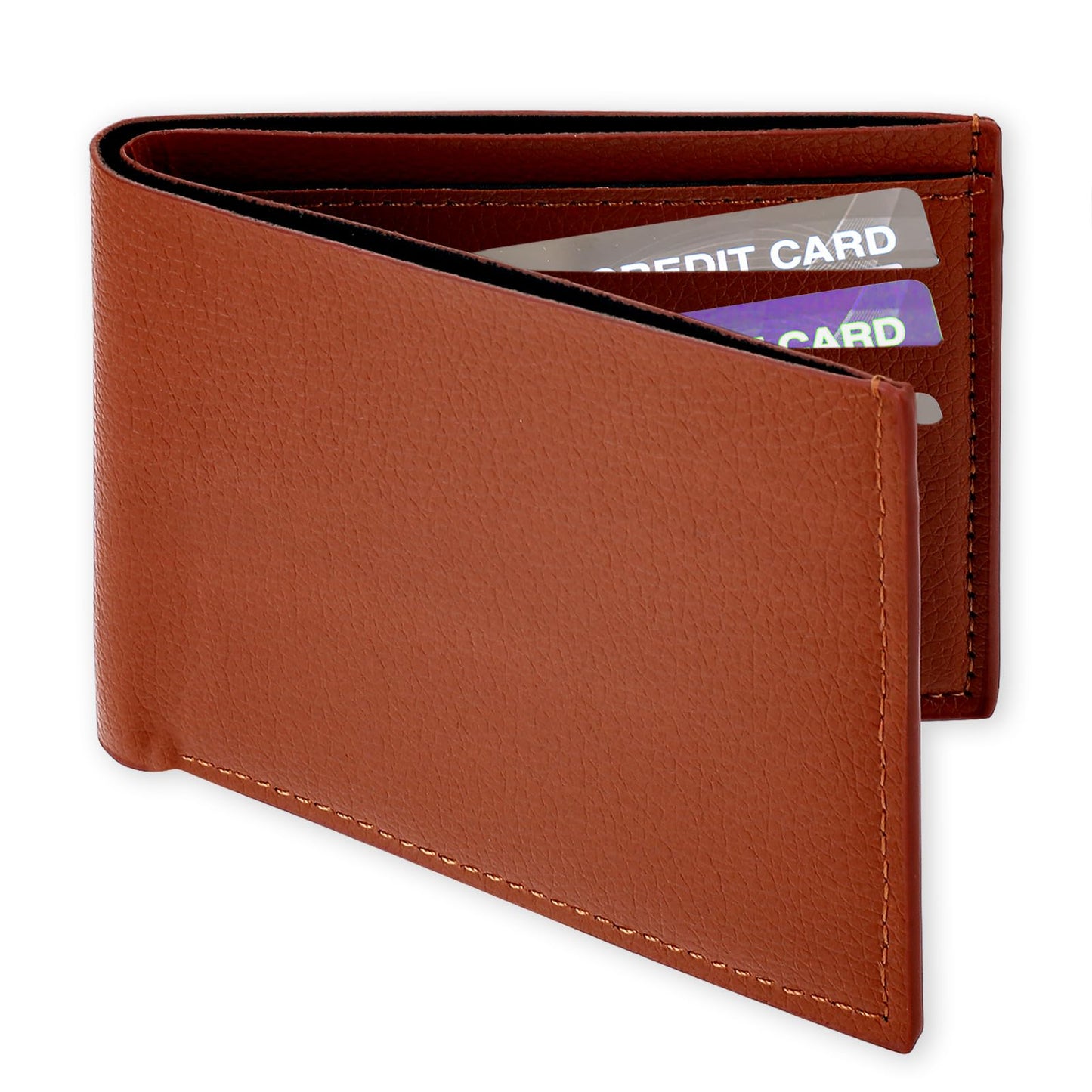 simarro Men's Business Bifold Wallet, PU Lychee Pattern Multi-Card Wallet Portable Short Wallet Slim Minimalist Wallets for Men and Women Large Capacity Coin Purse with ID Window Card Case (Brown)