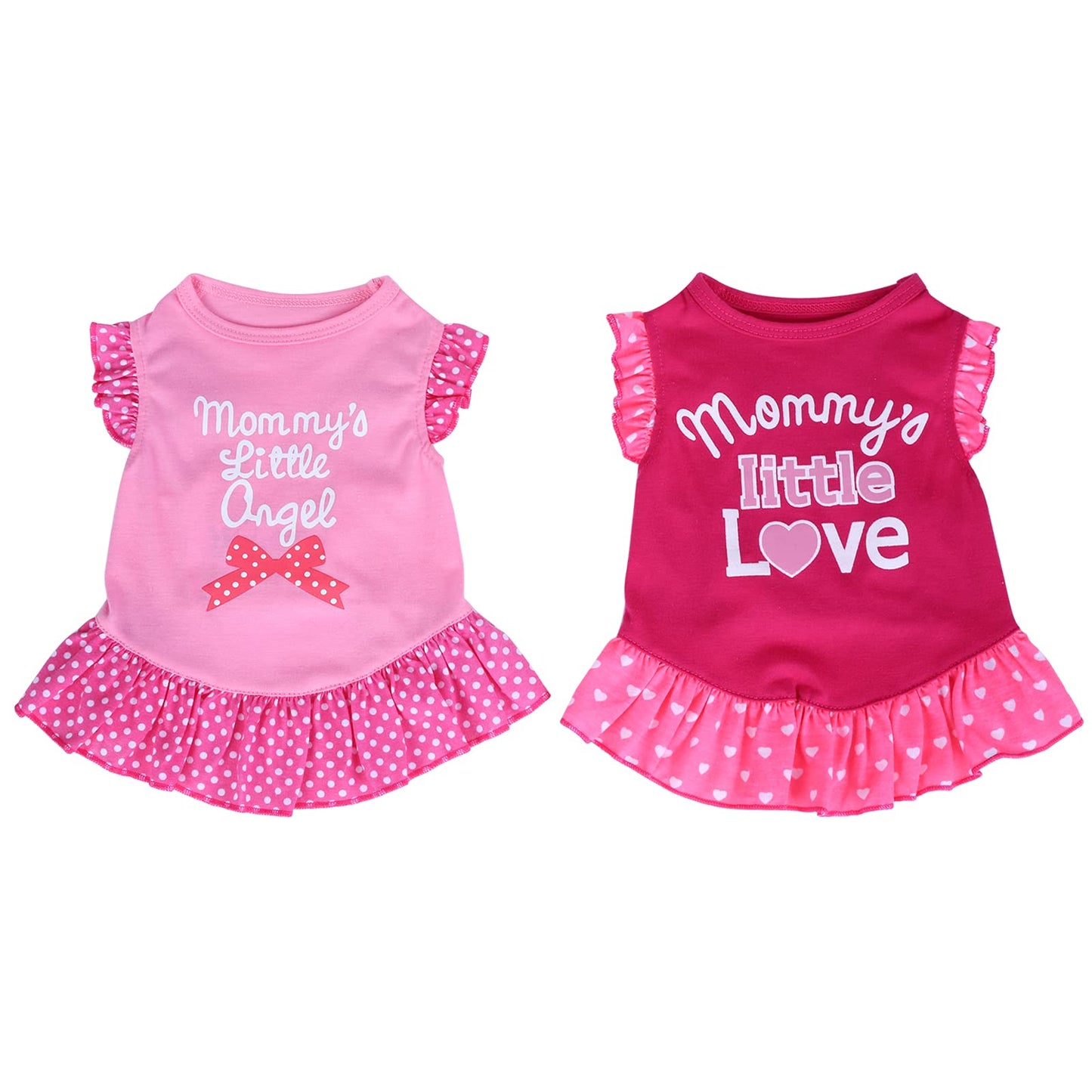 Molain 2 Pieces Pet Dog Dress Shirt Cute Puppy Skirt Dog Princess Tutu Dress Dog Summer Clothes Apparel For Small Pet Dogs Puppy Doggie and Cats (Medium, Pink and red)