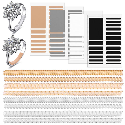 Amabro Ring Size Adjuster for Loose Rings,8PCS Easy-Clip Ring Size Invisible Ring Guards Resizer Spiral Ring Tightener for Women Men Rings