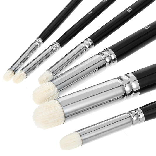 MBAIYO 6Pcs Miniature Painting Dry Brush Set, Professional Miniature Wool Dry Brush Multiple Sizes Detail Paint Drybrushes for Game Models Fantasy Figurines Painting