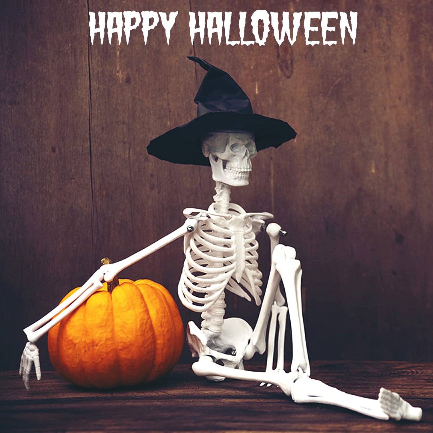 Cobee Movable Halloween Skeleton Decorations, 40 cm Skeleton Halloween Decor Full Body Skeleton Figure Movable Joints Skeleton Model Skull Decor for Halloween trick or treat Party Favor