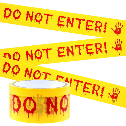 Amabro AOZUO Halloween Decorations Caution Tape, 1.9Inch x 82Feet Do Not Enter Scary Hazard Warning Tape Halloween Decorations Indoor Outdoor Fright Tape Roll for Horror Scene Party(DO NOT ENTER)