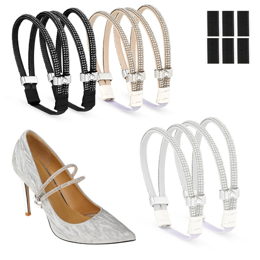 simarro 3 Pairs Shiny Shoe Laces for Heels, Detachable Shoe Strap Belt Band for Holding Loose High Heels Elastic High Heels (Multicolor)