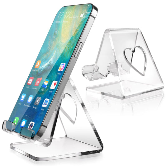 Andibro Transparent Acrylic Mobile Phone Stand, Universal Clear Phone Holder Portable Tablets Holders Non-Slip Desktop Stands Desk Accessories Compatible with All Smart Phone and Pad(B)