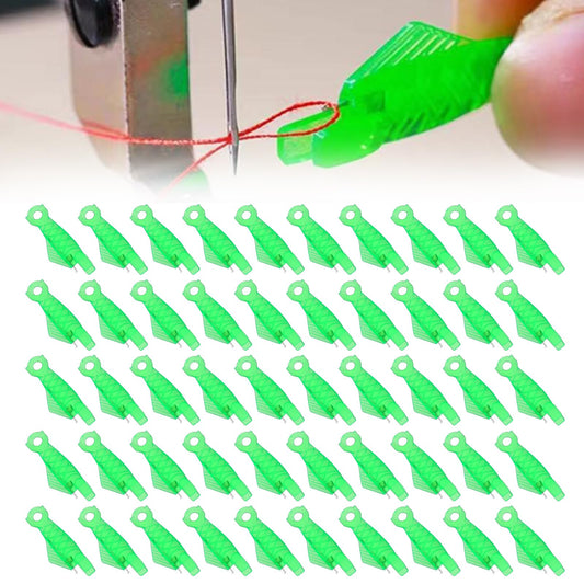 AOZUO Fish Mouth Sewing Machine Needle Threader, 50PCS Fish Type Needle Threader Quick Quick Sewing Machine Loop Needle Threader Tool Simple Automatic Needle Threader(Large)