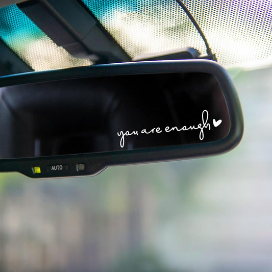 AOZUO Pack of 4 Stickers, You Are Enough Rear View Mirror Sticker, Car Window Sticker, Self Affirmations, Cosmetic Mirror Sticker for Women, Water Bottle, Laptop, Bumper, Car Accessories, Gifts