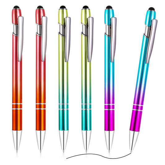 Giantree Metal Ballpoint Pen, 6 Pieces Retractable Metal Ballpoint Pen with Stylus Tip