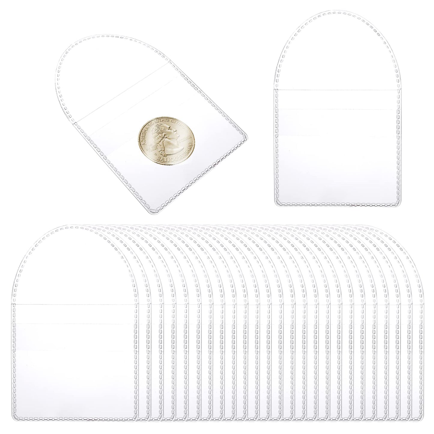 TIESOME Single Pocket Coin Sleeves Holders, 50PCS 2 Inch Individual Pocket Coin Flips Plastic Coin Protectors Clear Coin Pouch Coin Collecting Supplies for Coins Jewelry and Small Items