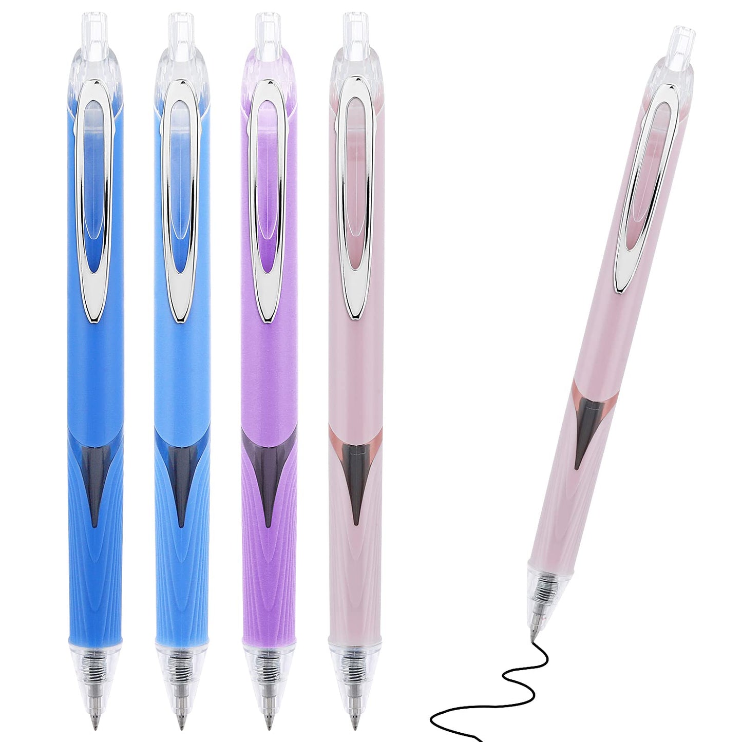 TIESOME 4pcs Ballpoint Pens, 0.5mm Retractable Ballpoint Pen Cute Gel Pen Black Ink Pastel Pens, For Men Women Kids School Office Supplies Smooth Writing Pens