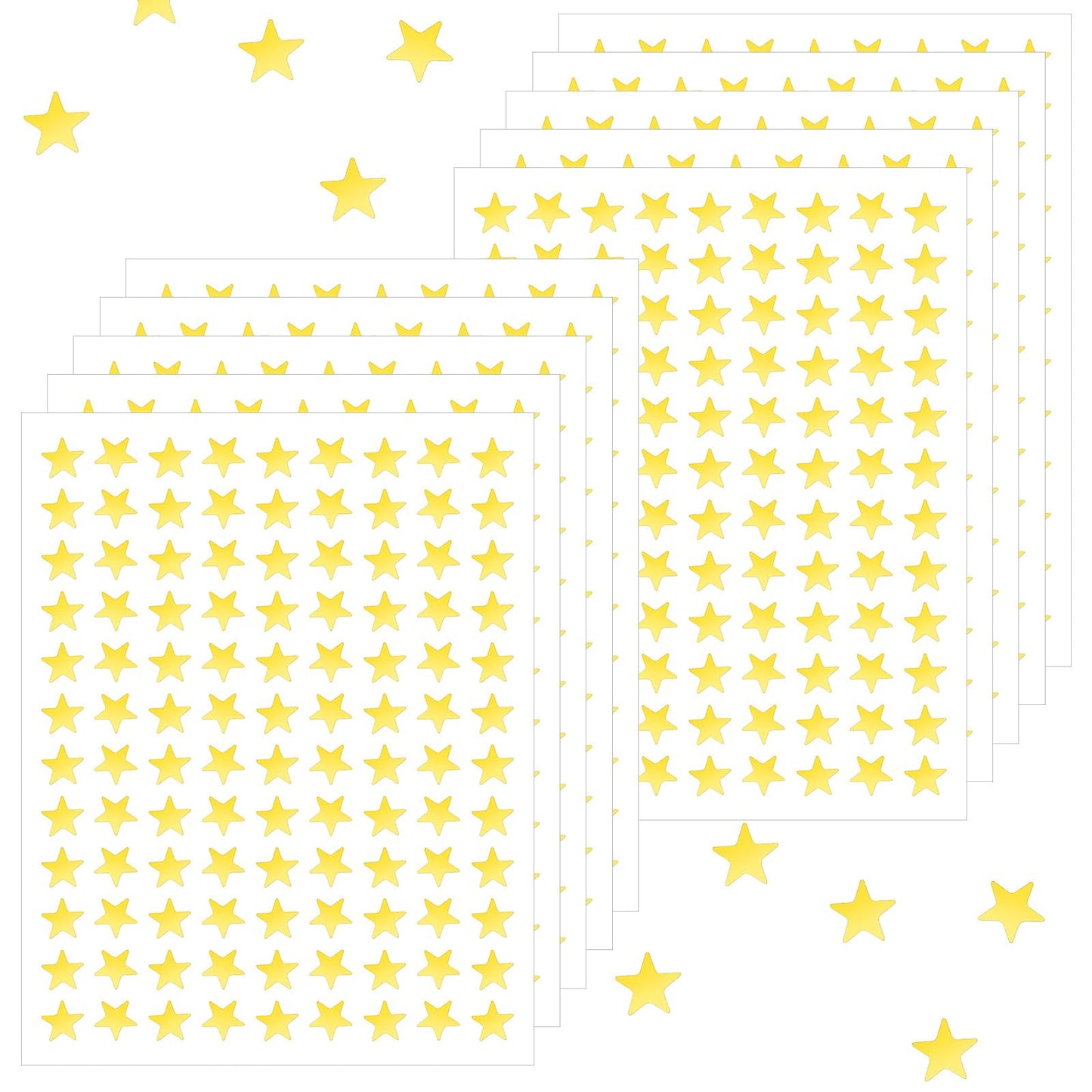 WJIAAA 5440 Pieces/50 Sheets Star Stickers, 8 mm Small Gold Foil Stickers Stars Self-Adhesive Mini Adhesive Stars for Children Teachers Students Reward Students Scrapbooking DIY Greeting Cards
