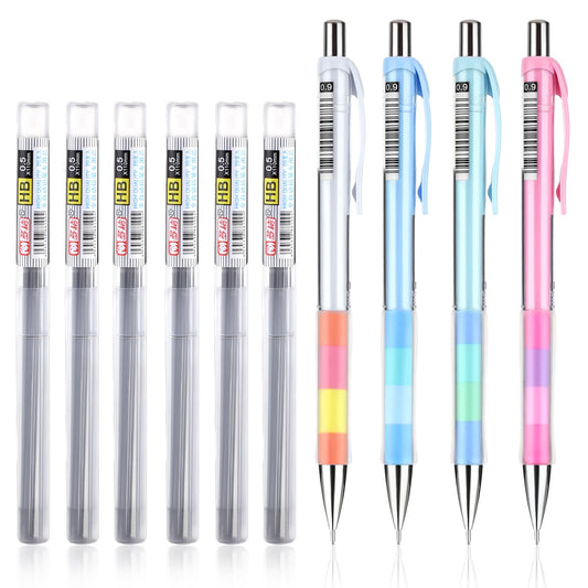 Bewudy Cute Mechanical Pencil Set, 6PCS Pastel Mechanical Pencils 0.9mm with 6 Tubes HB Pencil Refills, Aesthetic Mechanical Pencils for Writing, Sketching, Drafting School Office Supplies