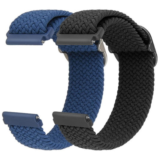 Andibro Braided Nylon Watch Straps,2Pcs Quick Release Watch Strap Handwoven Stretchy Solo Loop Sport Elastic Bands Watchband wristband Strap for Women Men Compatible with Most Watches(22mm,Black+Blue)
