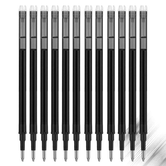 Molain 12pcs Erasable Gel Pen Refills, Upgraded 0.7mm, Black, Smooth Writing, Replacement Refills for Office School Supplies