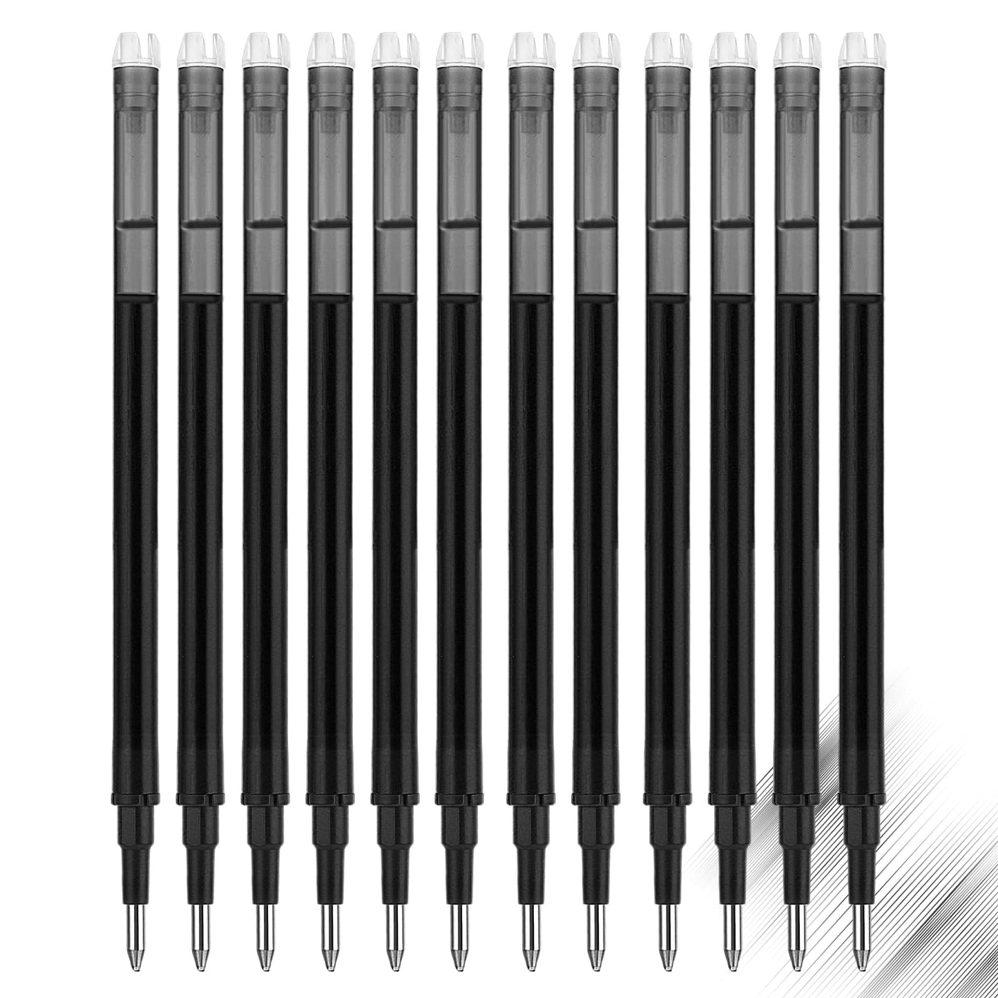 Molain 12pcs Erasable Gel Pen Refills, Upgraded 0.7mm, Black, Smooth Writing, Replacement Refills for Office School Supplies