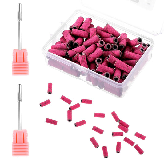 Giantree Sanding Bands for Nail Drills, 100 Pcs Sanding Bands with 2Pcs 3.1mm 180 Grit Nail Sanding Mandrel Bit for Nail Drill, Mini Nail Sanding Bands for Acrylic Nail Gel Manicure Pedicure Nail(180)