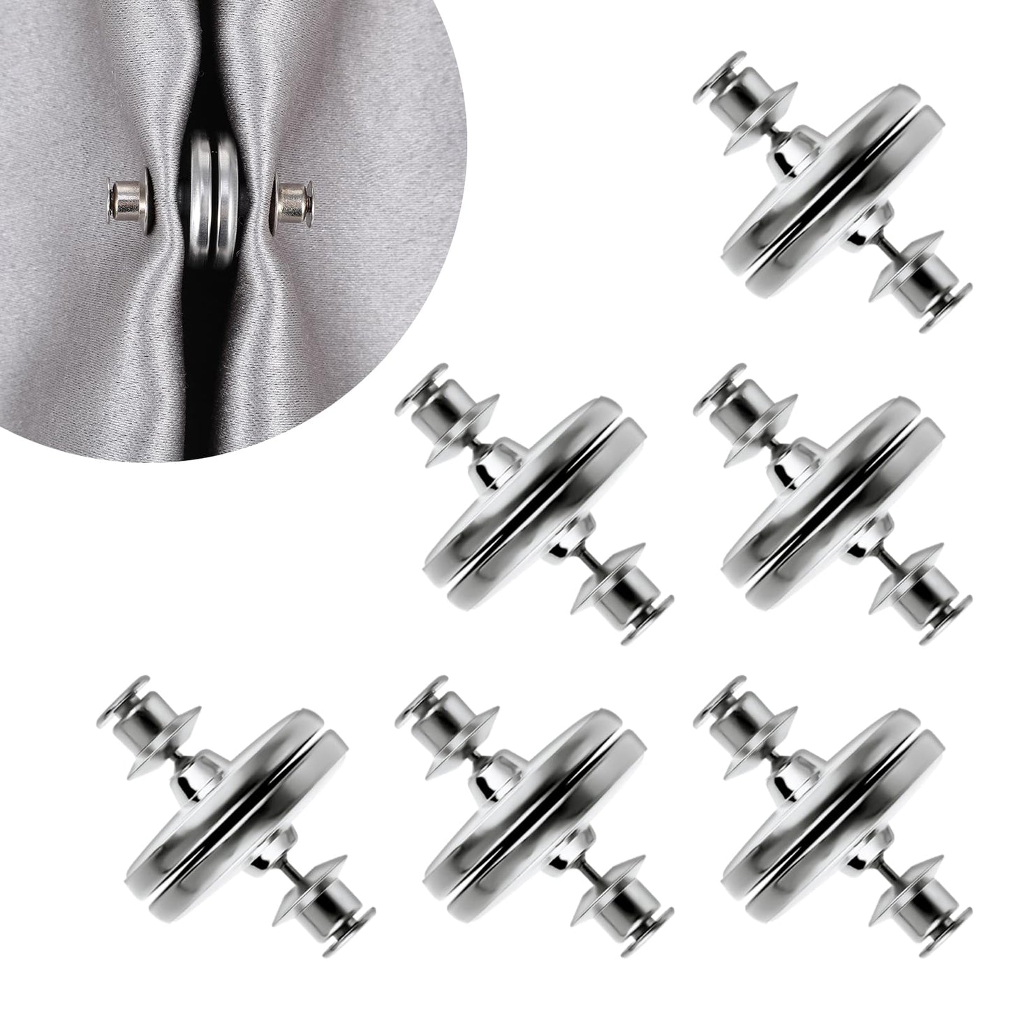 GEEHUA 6 Pcs Magnetic Curtain Clips, Curtain Magnets Closure Pins to Keep Curtain Closed Prevent Light Leaking Curtain Closure Button Buckle for Outdoor Indoor Drapes Home Bedroom Office