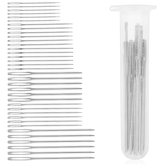 Bewudy 18 Pcs Large Eye Blunt Needles with 18 Pcs Large-Eye Pointed Needles, Hand Sewing Yarn Knitting Needles for Sewing Repair for Crochet Projects