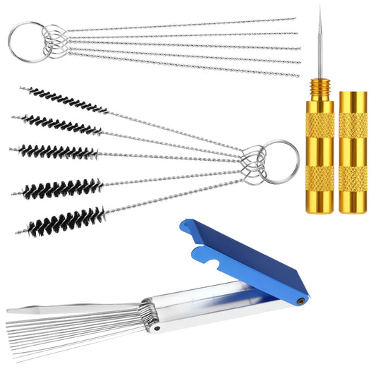 Amabro Carburetor Carbon Dirt Jet Remove Cleaner, 13 Cleaning Wires Set + 10 Cleaning Needles + 5 Nylon Brushes Tool Kit for Motorcycle ATV Moped Welder Chainsaw Spray Guns Repair Engine Spray (4)