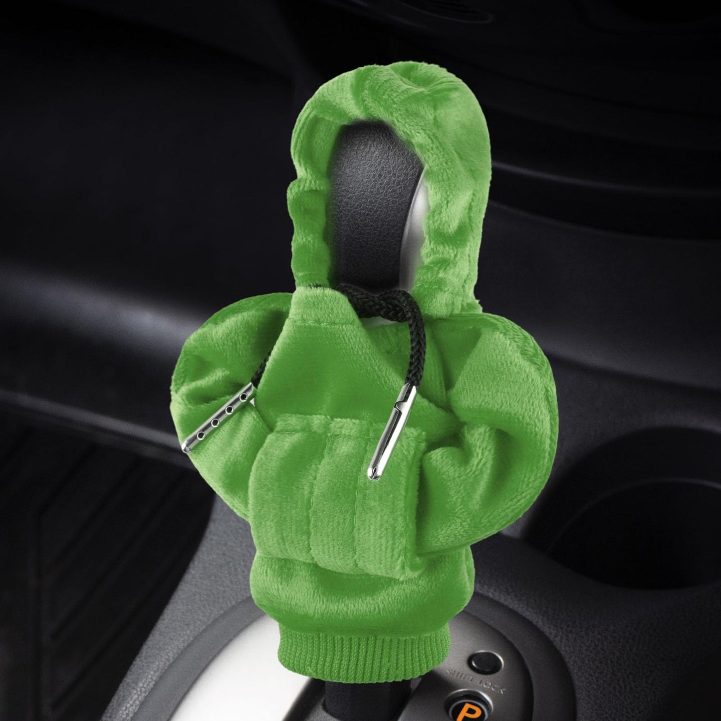 simarro Car Gear Shift Cover, Universal Car Shift Knob Hoodie Funny Sweater Hoodie for Gearshift Winter Warm Shift Knob Cover Car Interior Decor Accessories Fits Car Truck SUV(Green)