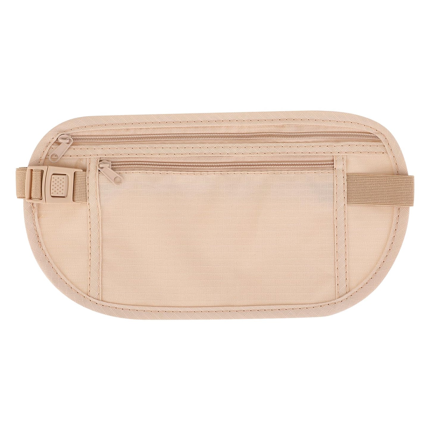 Bewudy Secure Travel Money Belt, Anti Theft Travel Bag, Travel Money Belt Under Clothes, Hidden Travel Pouch Protect Your Credit and Money with Blocking Passport Holder Waist Wallet (Khaki)
