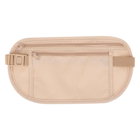 Bewudy Secure Travel Money Belt, Anti Theft Travel Bag, Travel Money Belt Under Clothes, Hidden Travel Pouch Protect Your Credit and Money with Blocking Passport Holder Waist Wallet (Khaki)