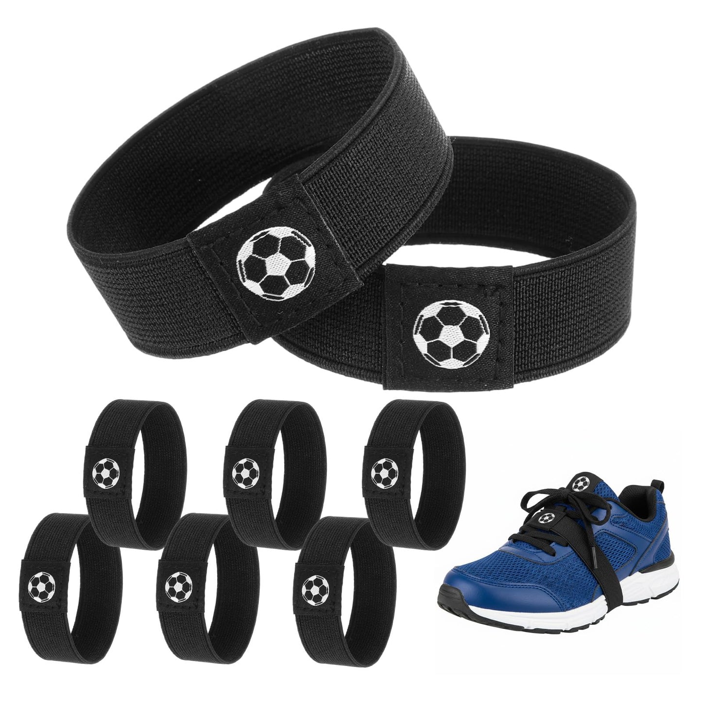 XLIUAX Pack of 8 Football Boots Fixing Strap, Shoelaces Fixing Tape Football, Tear-Resistant Holder Against Loosening Bows, Suitable for Sports Leisure Shoes, M-18 cm, 24-26