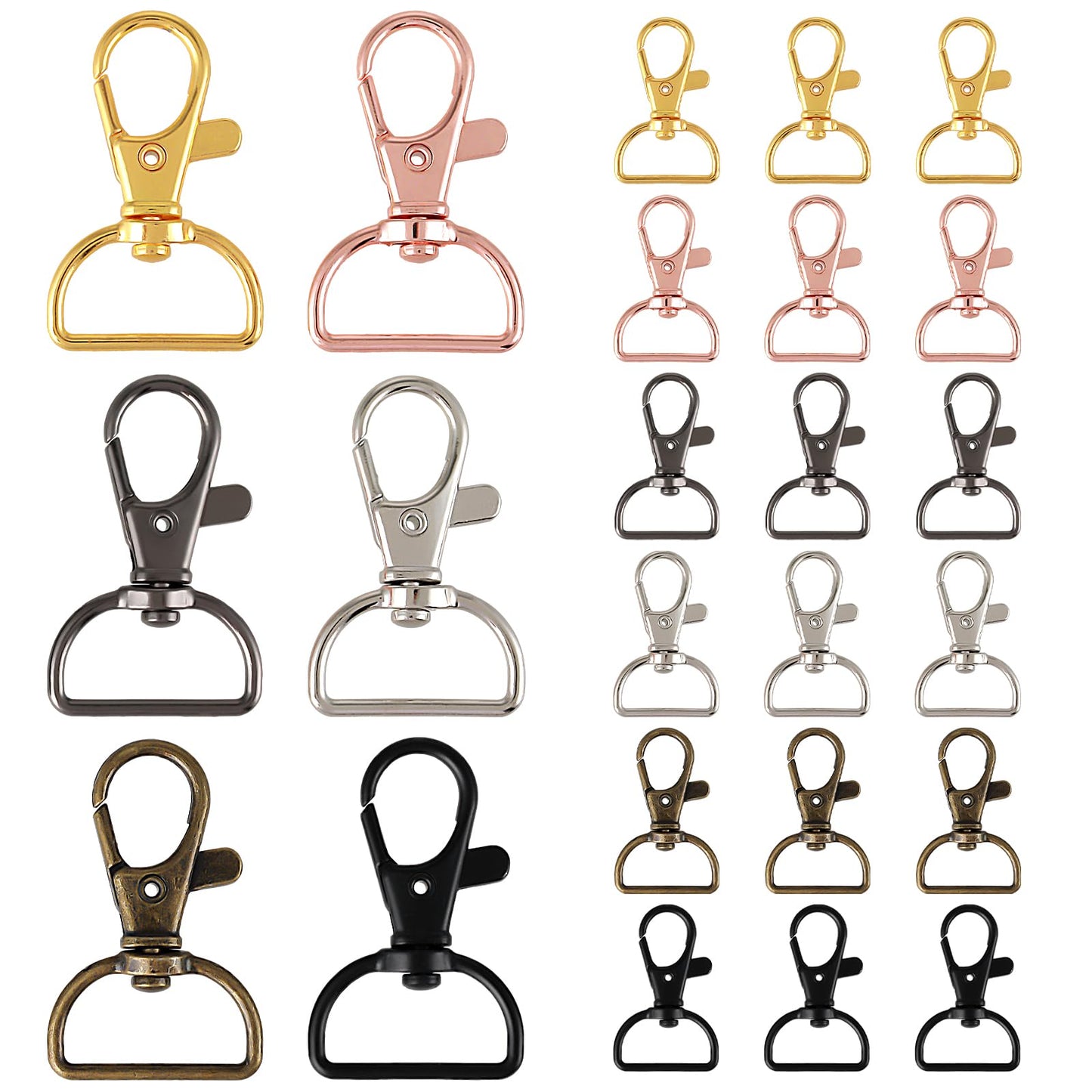 Bewudy 18 Pcs Swivel Clasps Lanyard Snap Hook, Key Chain Clip Hooks, Metal D Ring Clip Lanyard Hardware for Keychain Making, Lanyard Making, Purse Hardware, DIY Craft