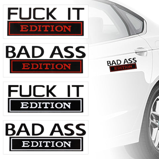 Amaxiu Bad Ass Edition Car Stickers Decals, 4 Pieces Funny Auto Bumper Sticker Self-Adhesive Car Decoration Stickers Decor Auto Accessories for Window Walls Laptop Luggage (A)