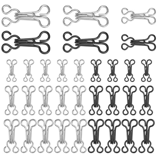 Molain 120 Set Hook and Eye for Sewing, Sewing Hooks and Eyes Closure for Bra and Clothing 3 Sizes Bra Hooks Replacement Sewing DIY Art Craft