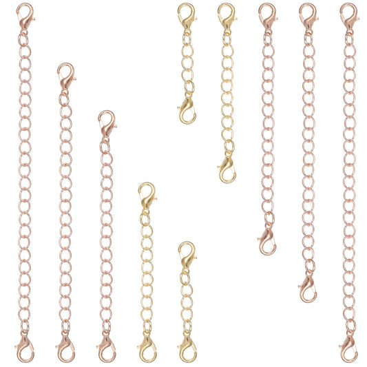AOZUO Pack of 10 Chain Extensions, 5 Sizes Chain Extensions, Chain Extensions, Anklet, Necklace Extension Set, Extension Set, Leather