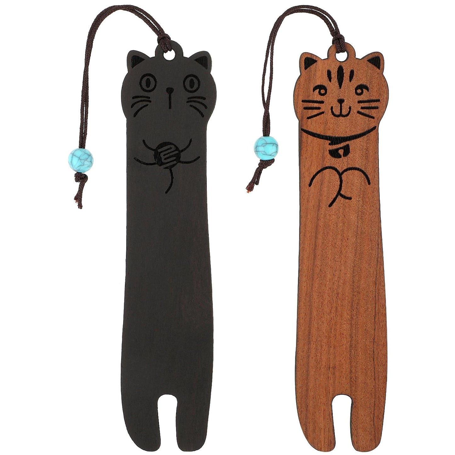 cobee Wooden Bookmarks for Book Lovers, 2 Pieces Handmade Wood Book Mark Natural Hollow Craft Bookmark Vintage Bookmark Gift for Women Men Students (E)