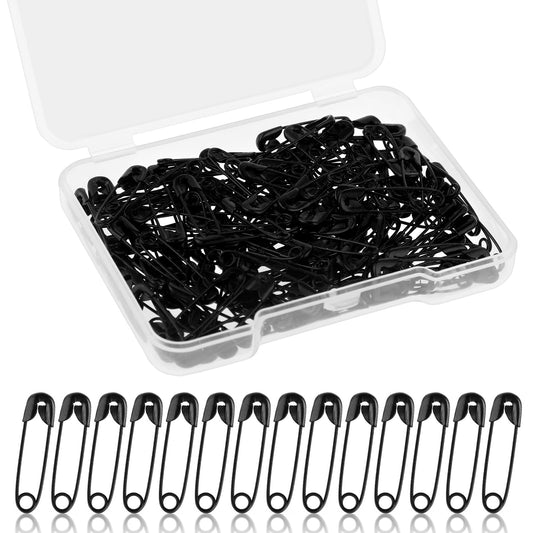 Bewudy Safety Pins, 150 Pcs Mini Metal Stainless Steel Nickel Plated with Transparent Box, Assorted 0.75Inch/19mm for Crocheting Clothing Tag DIY Craft