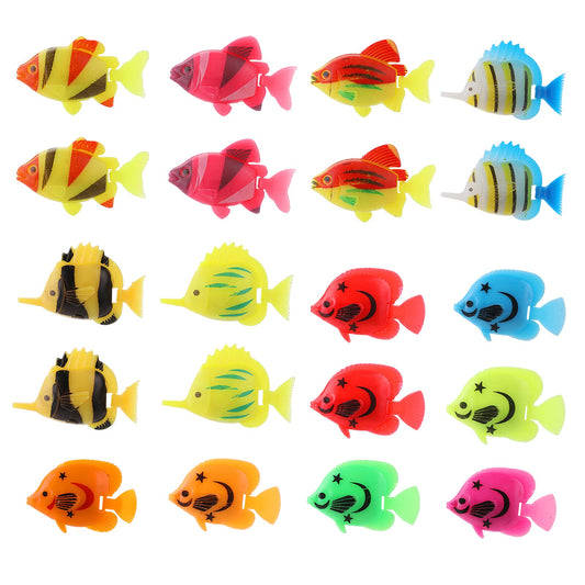 Cobee Artificial Aquarium Fishes, 20 Pieces Realistic Plastic Fish Lifelike Floating Fish Toy Fake Fish Decorations Moving Floating Fishes Figurines Ornament Decorations for Aquarium Fish Tank