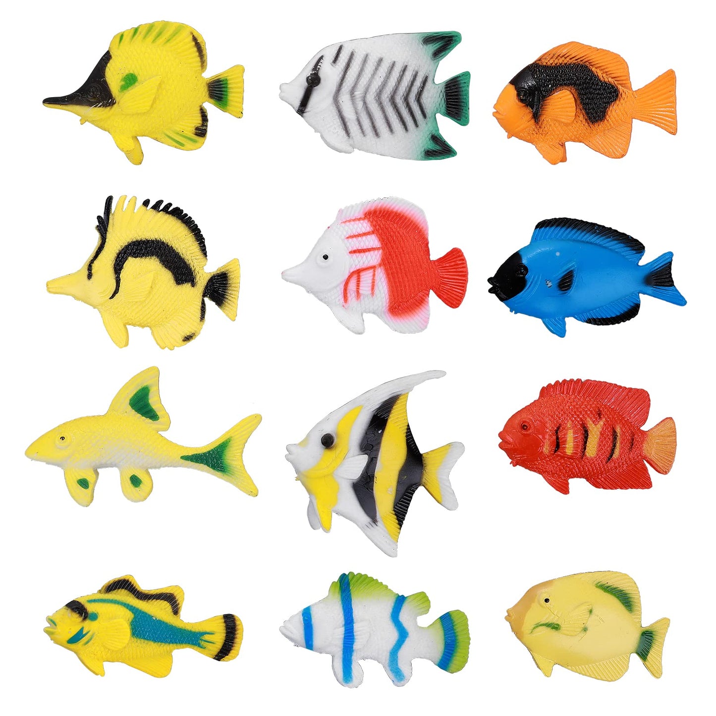 cobee Plastic Tropical Fish Toys, 12Pcs Mini Fishes Ocean Animal Figures Party Favors Plastic Sea Life Creatures Tropical Fish Figure Play Set Sea Animals Toys Aquarium Decorations