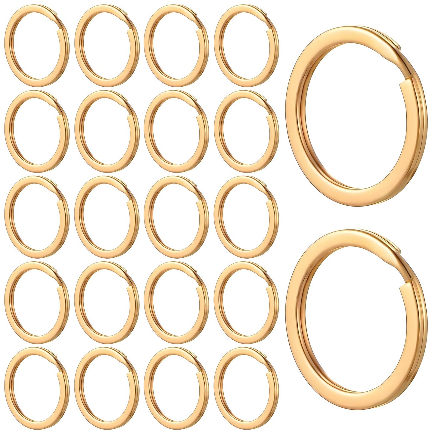 WJIAAA Pack of 20 Key Rings Stainless Steel 25 mm Gold Key Ring Round Keyring Flat Key Ring Key Accessories for DIY Car Home Office Crafts Key Ornaments Gold